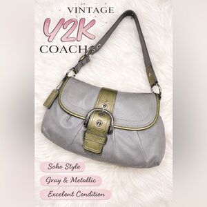 Vintage Y2K Leather Coach Soho Flap Buckle Shoulder Bag
